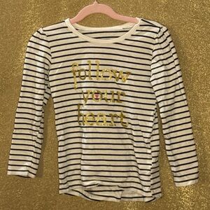 Kids Long Sleeve Striped Shirt with Gold Text